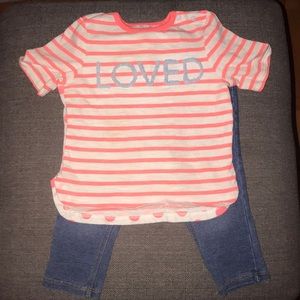 2pc Denim jeggings & LOVE top